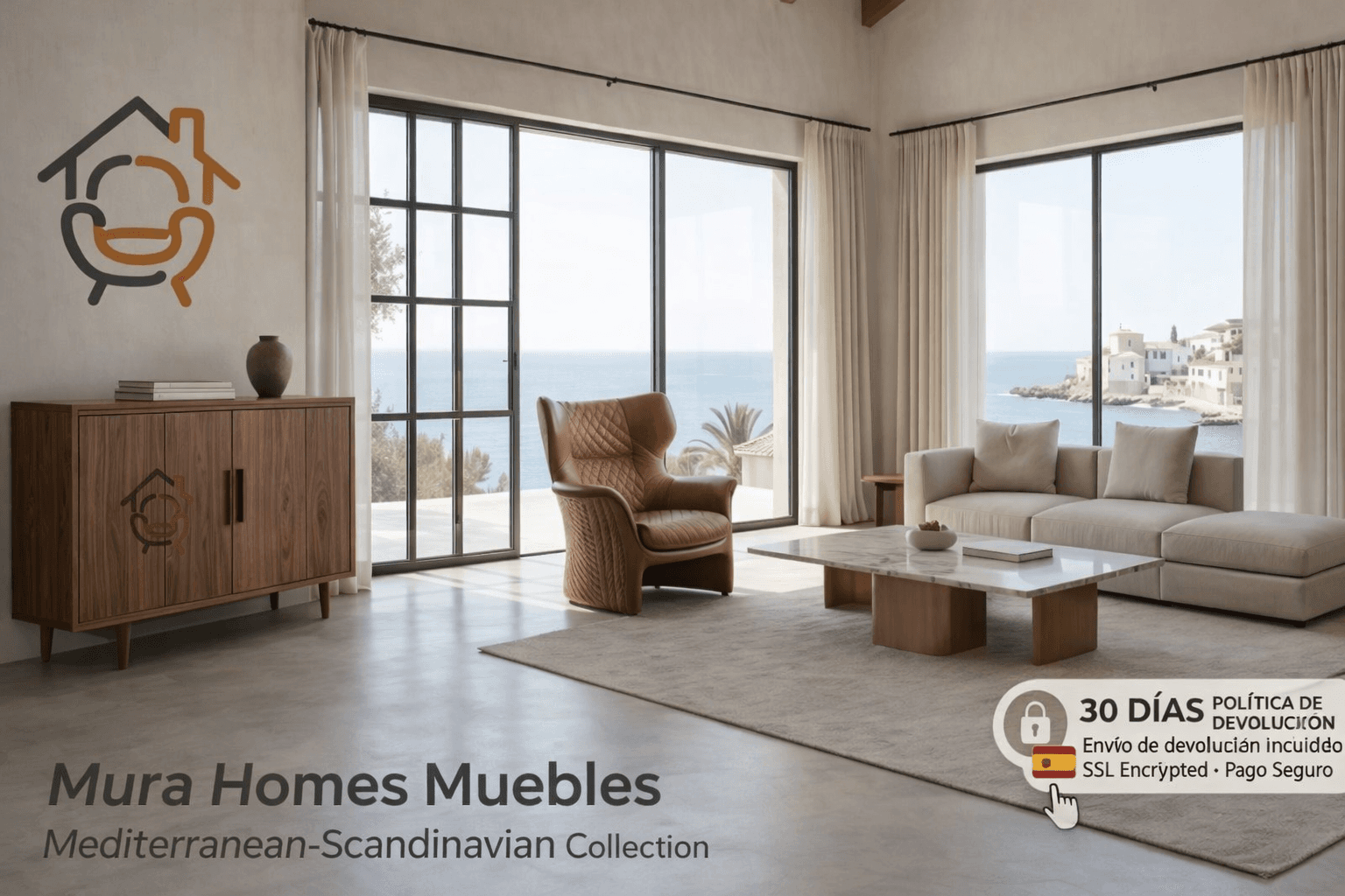 Salón mediterráneo de la colección MuraHomes